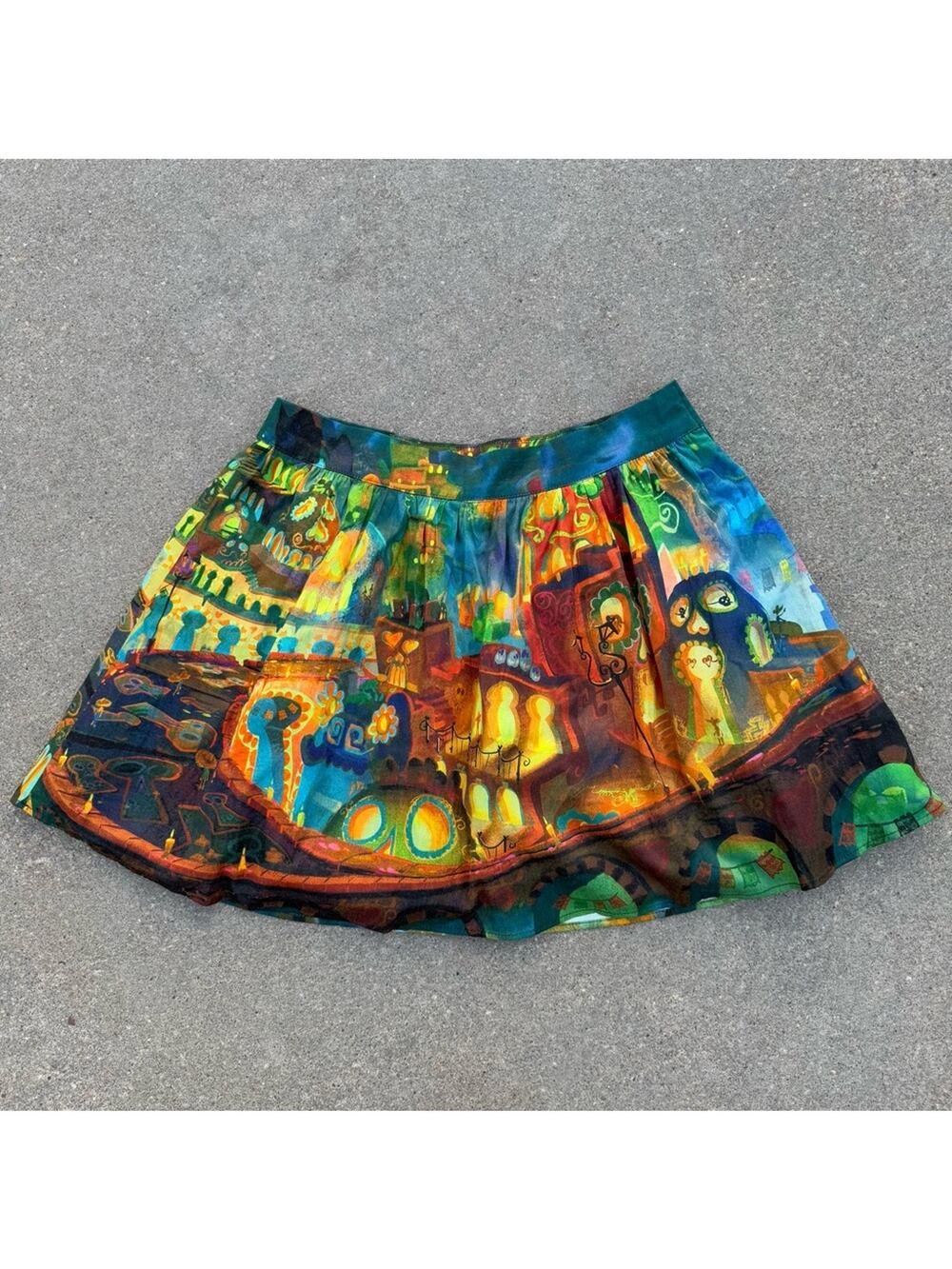 Hot topic Book of Life Colorful Abstract Print Wearable Art A Line Mini Skirt XL